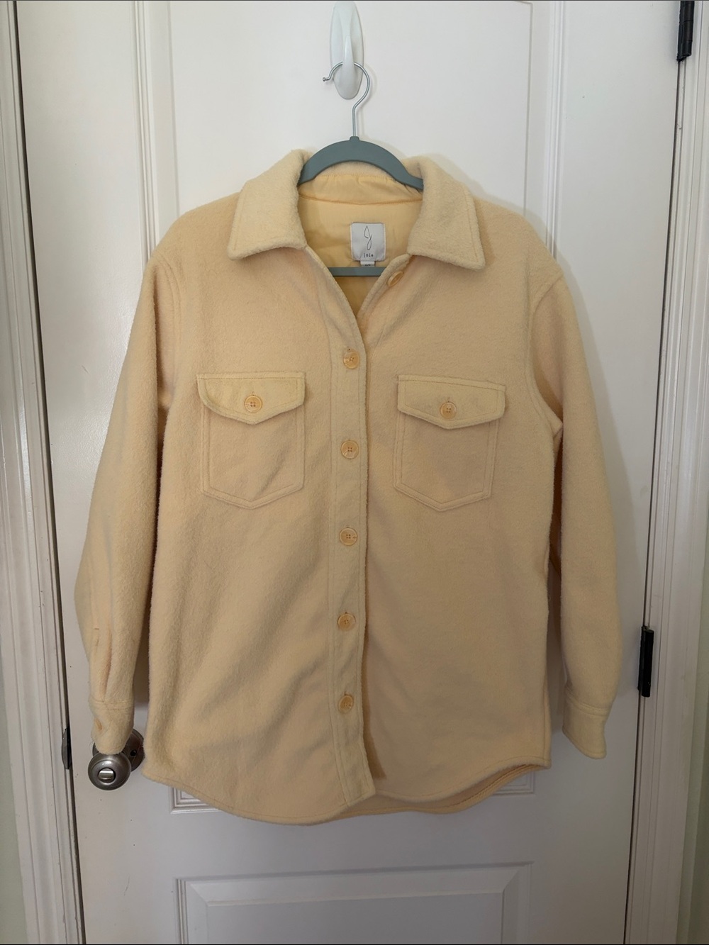 Joie Cream Teddy Fleece Button-Up Shacket